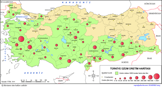 Türkiye Üzüm Üretim Haritası